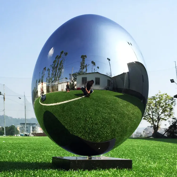 China Stainless Steel Sculptures Manufacturer Large Outdoor Park Decor Oval Shaped Sculpture