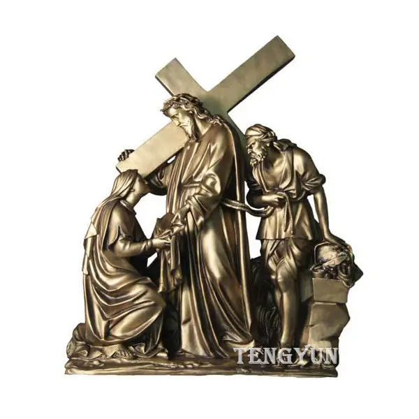 Christian Religious Statues Bronze 14 Stations Of The Cross Statue For Sale