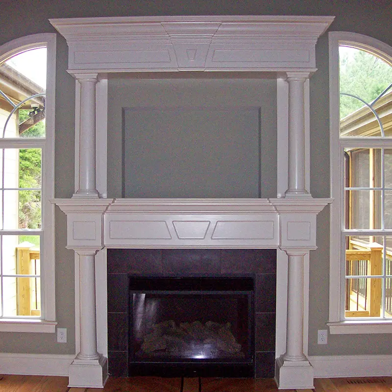 Custom Contemporary Sculpted Premium Natural Marble Luxury Fireplace Mantel