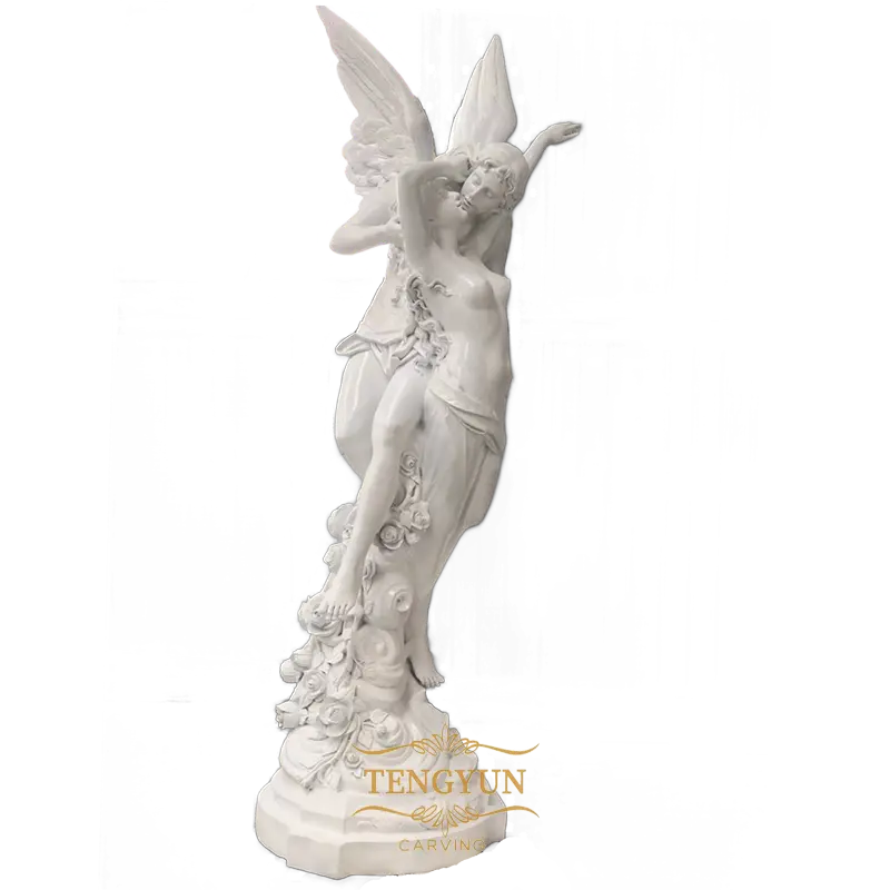 Custom Famous Statue Male Angel Kiss Naked Girl Resin Sculpture
