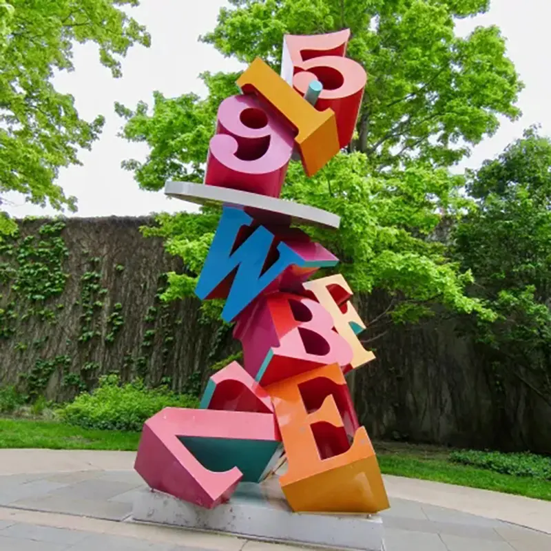 Custom Outdoor Colorful Combination Of Numbers And Letters Metal Sculptures