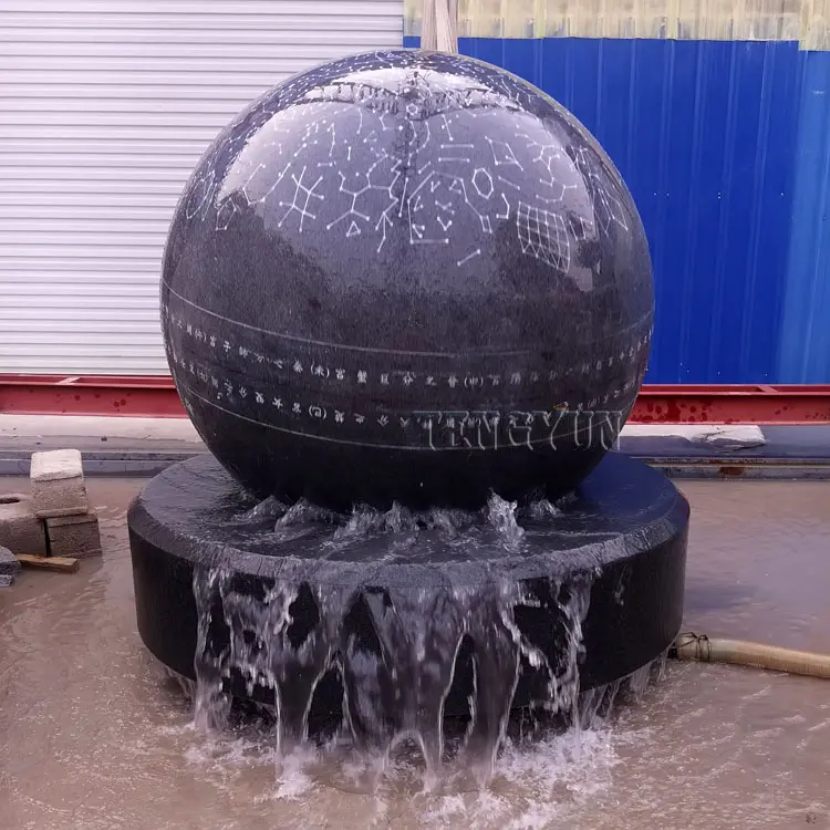 Large Size Granite Floating Sphere Water Feature Rotate Stone Ball Fountain For Sale