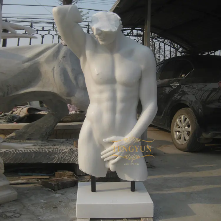 Custom made decor nude torso statue life size marble white male male torso sculpture