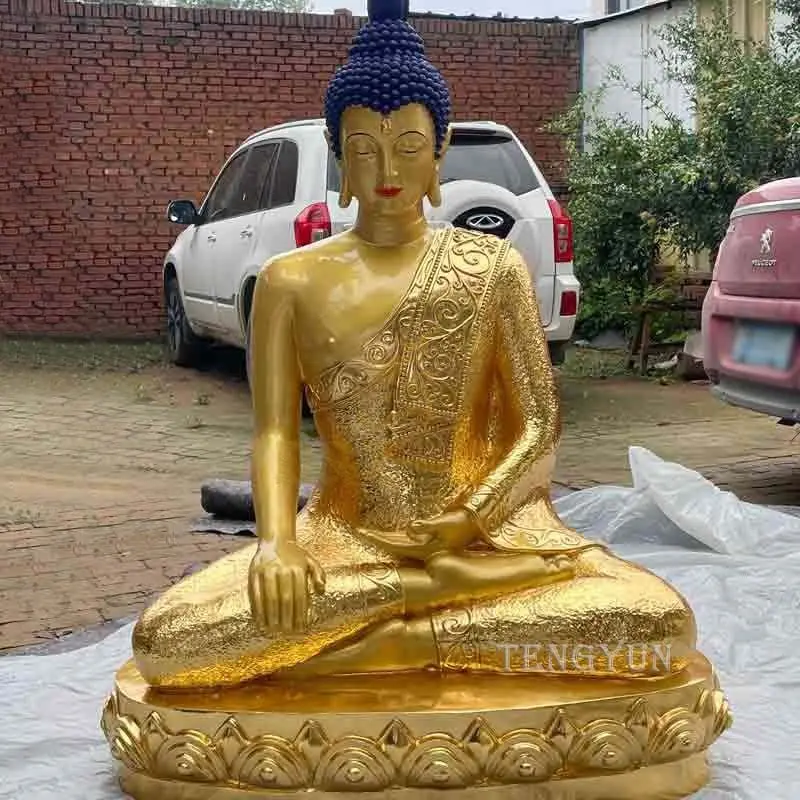Decorative Life Size Gold Color Sit Buddha Sculpture Bronze Buddhist Sculpture For Temple