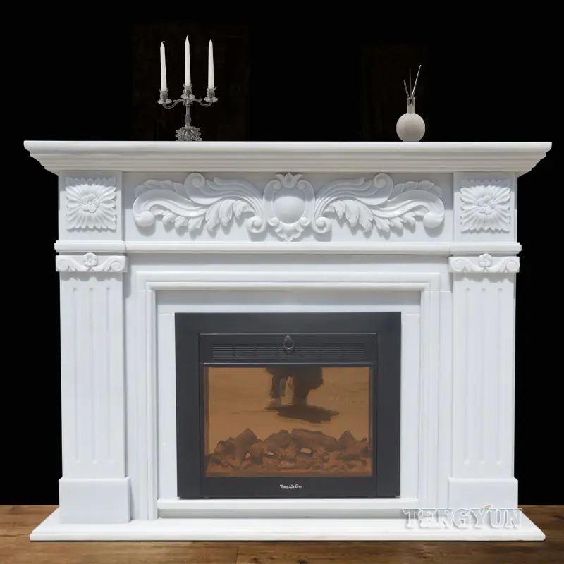 Europe Popular Factory Directly Supply Natural White Stone Fireplace Marble Mantel Shelf