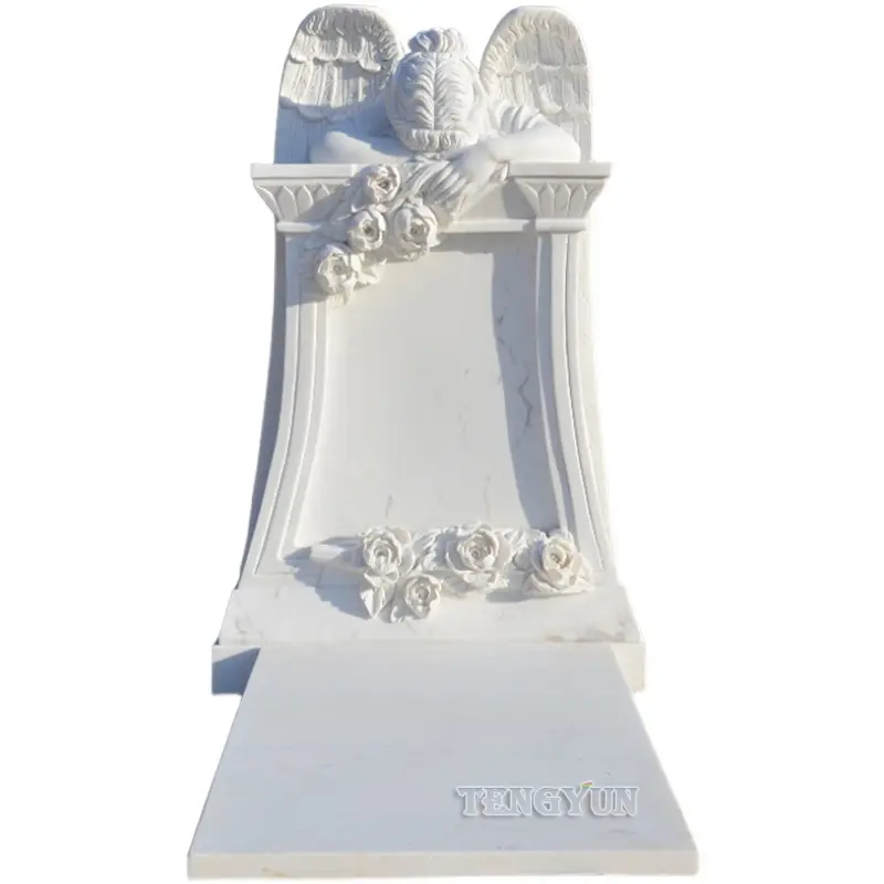 Famous Cemetery Weeping Sad Angel Marble Statue Tombstone Stone Kneeling Gravestone For Grave