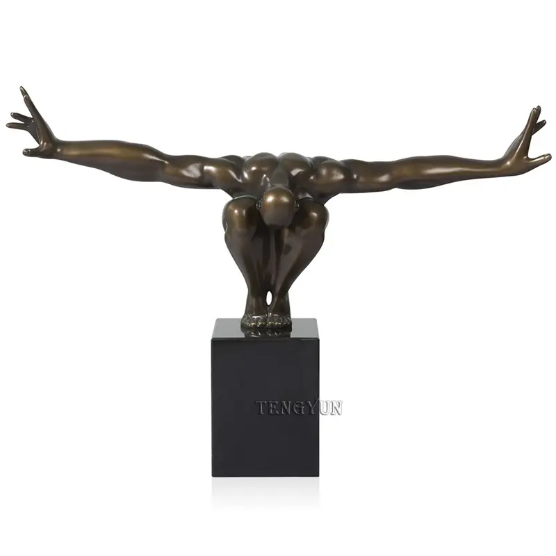 Fiberglass Life Size Olympic Swimmer Statue Resin Muscle Nude Man Statue