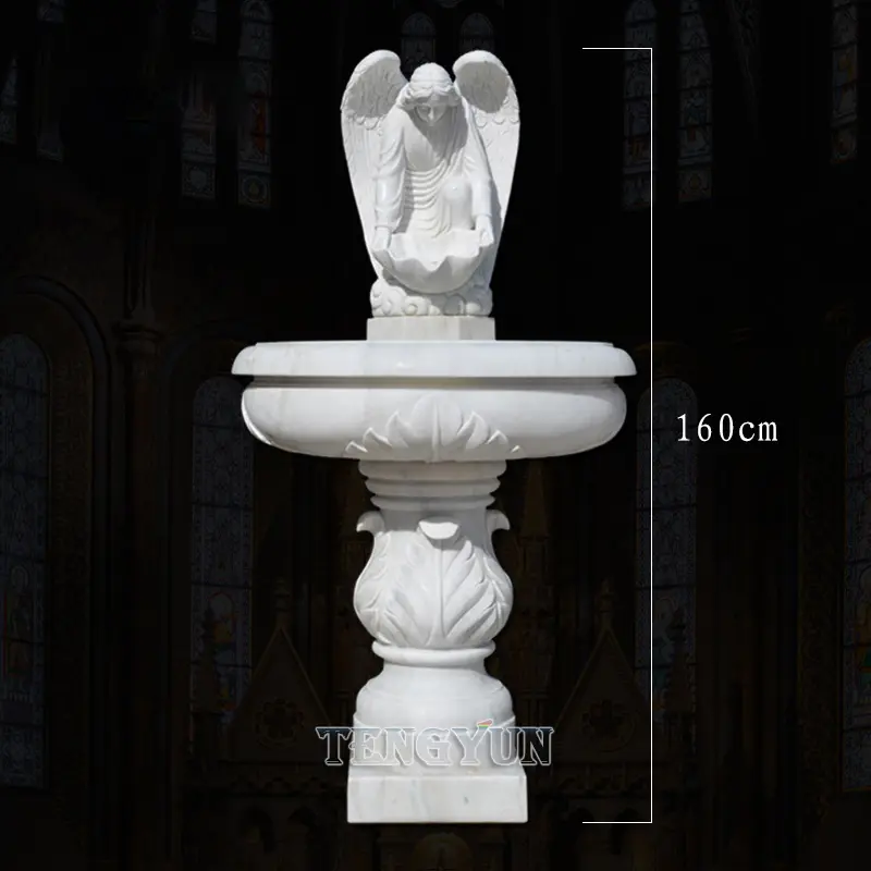 Garden Decor Small Size Angel Statue With Shell Water Fountain