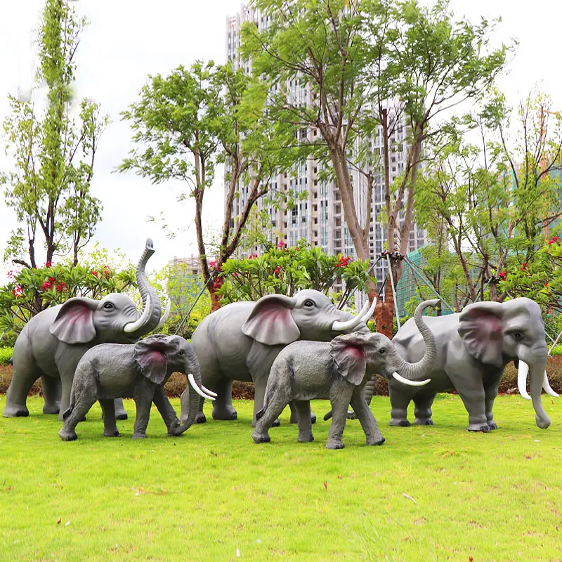 Garden Decorative Life Size Fiberglass Elephant Sculptures Resin Animal Sculpture For Sale