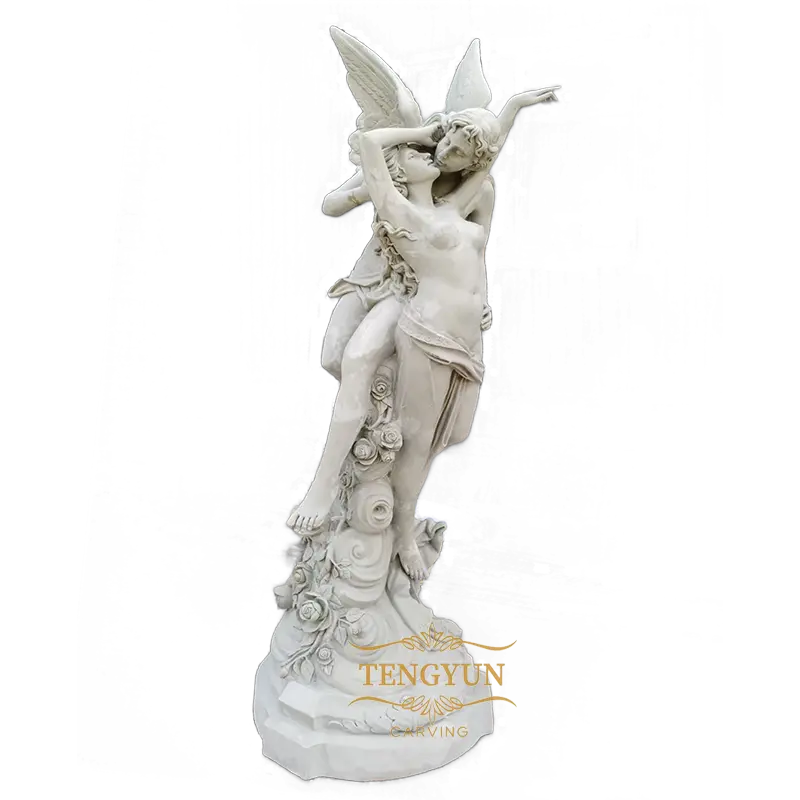 Garden Large Size Fiberglass Kiss Angel Statue Home Decor Resin Greek Nude Loving Male Ange And Female