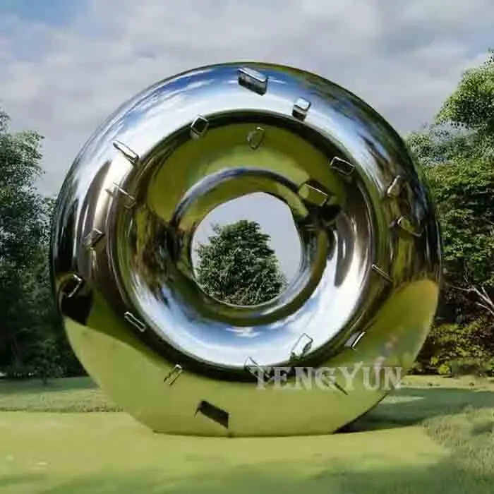 Garden Outdoor Decorative Stainless Steel Donuts Sculpture Mirror Polished Sculptures