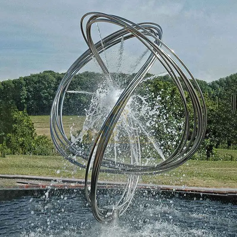 Garden Pool Decorative Stainless Steel Sculpture Bending Wire Water Fountain