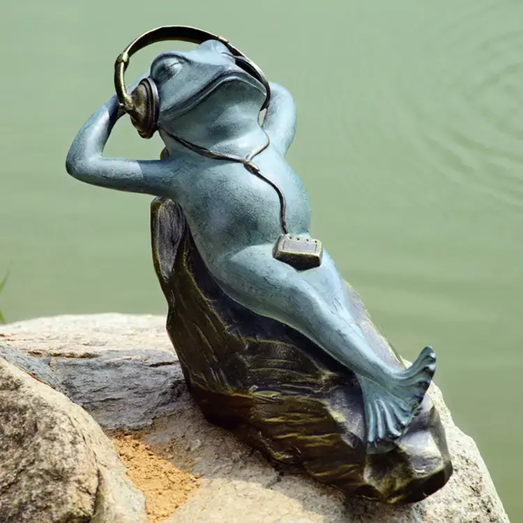 Garden Statue Anthropomorphic Frog Art Bronze Sculpture For Sale