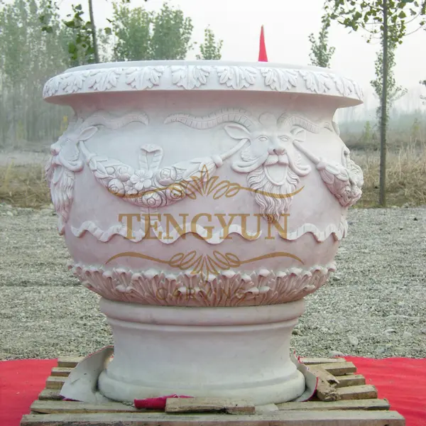 Garden marble flowerpot