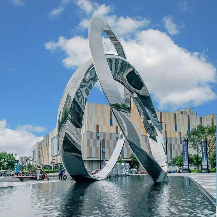 Giant Size Outdoor Decor Abstract Stainless Steel Modern Mirror Polished Sculpture