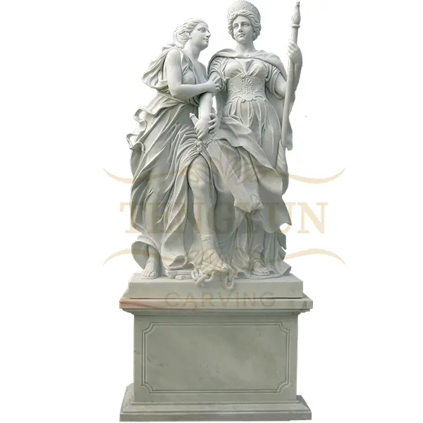 Greek Statue White Marble Warrior Statue Stone Male and Female Sculpture