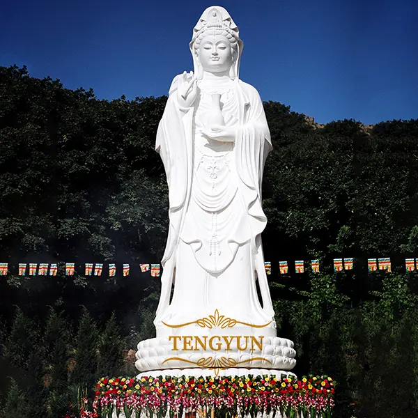 Hand carved Buddhist Avalokitesvara marble buddha statue