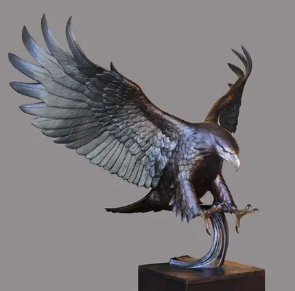 Home Decor Bronze Eagle Sculpture Copper Animal Statue For Table Decoration