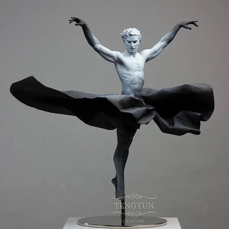 Home Decorative Bronze Dancer Statue Male Dancing Sculpture
