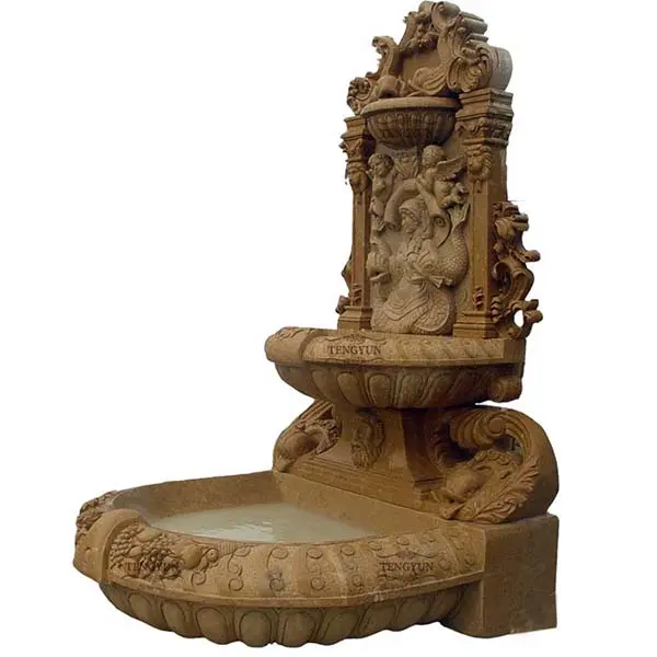 Home yard garden decor stone marble wall fountain