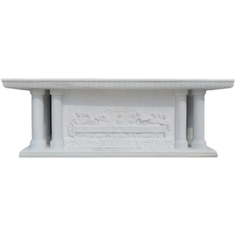 Hot Sale The Last Supper Relief Marble Altar Christian Holy Table White Marble Carvings Church Products