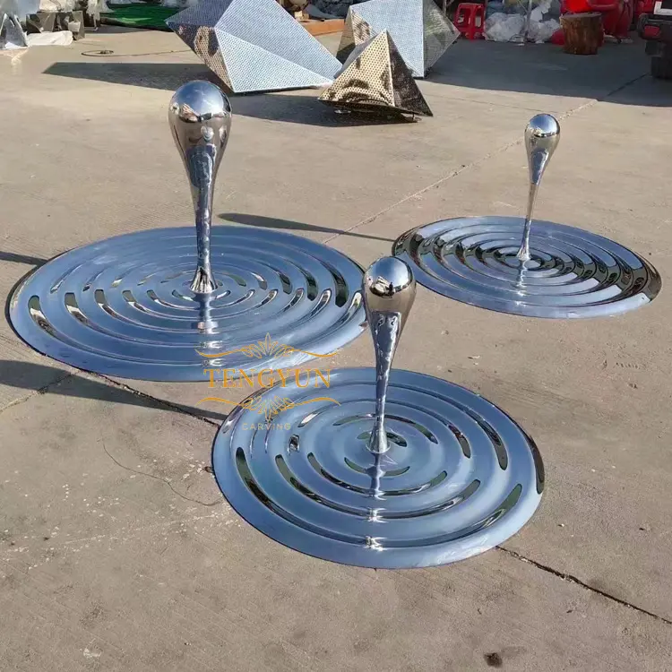 Indoor Decor Art Abstract Water Drop Statue Modern Design Stainless Steel Water Droplets Sculpture for Garden