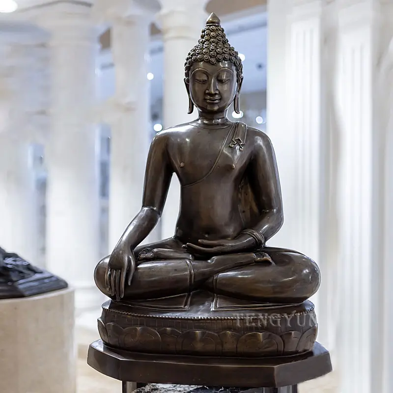 Home Decorative Bronze Sitting Praying Buddha Metal Statue For Sale