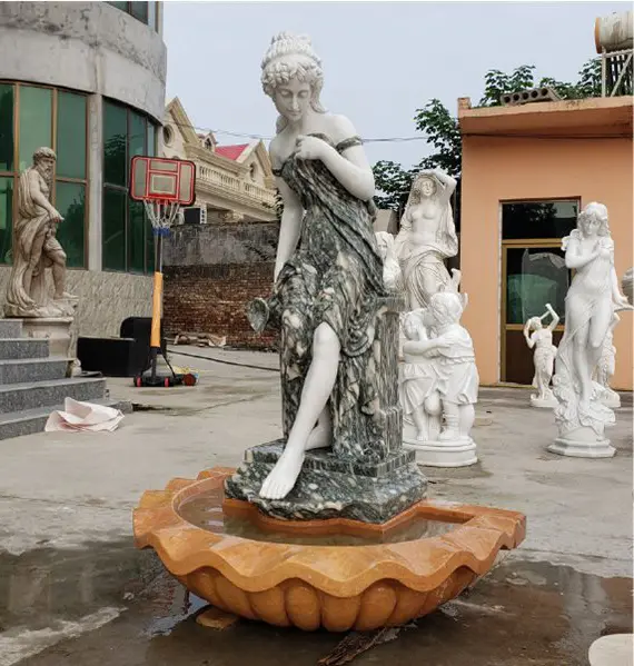 Lady Statue Marble Water Fountain Stone Outdoor Indoor Beauty Sculpture Fountains