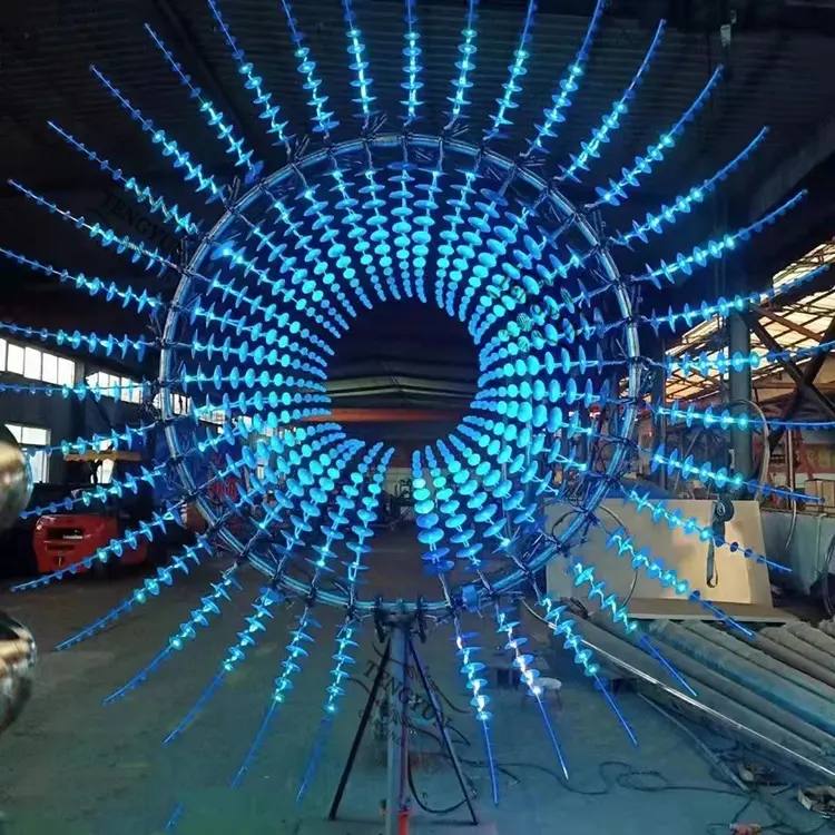 Landscape sculpture yard park garden decor stainless steel wind kinetic statue