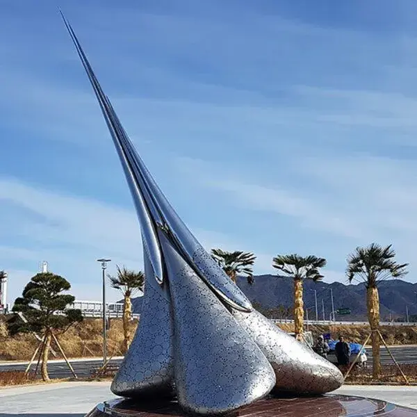 Large Outdoor Modern Stainless Steel Sculpture With Led Light