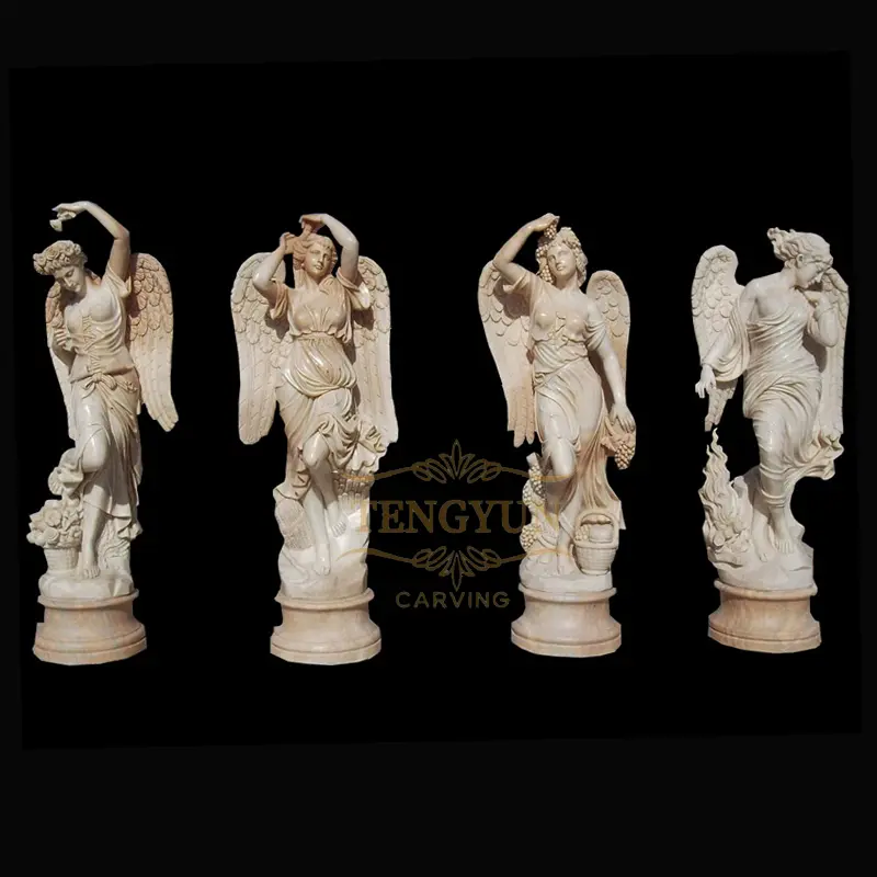 Large Size Garden Statuary Marble Angel Four Seasons Statues For Sale