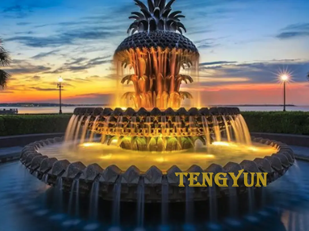 Large Size Granite Pineapple Water Fountain Natural Solid Stone Carved Tier Fountains For Waterfront Park