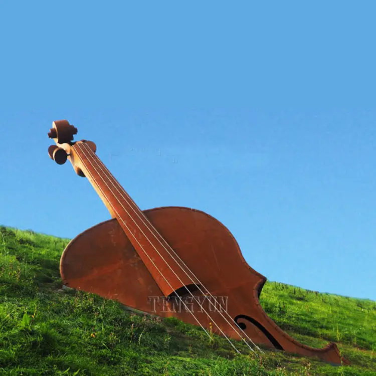 Large Size Outdoor Decortive Metal Carbon Steel Cello Sculpture