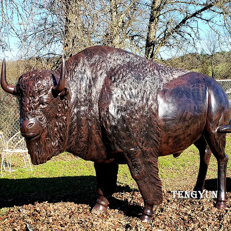 Life-Size Cast Bronze Wild Ox Statue Metal Buffalo Sculpture For Sale