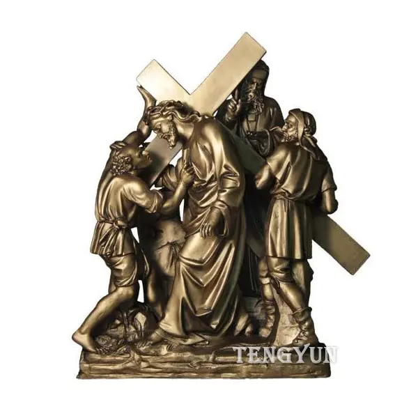 Life Size Bronze Religious Statue 14 Stations Of The Cross Sculpture For Sale