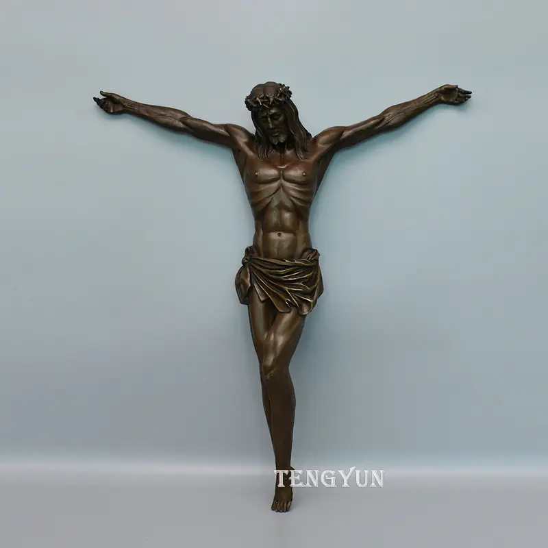 Life Size Religious Jesus On The Cross Bronze Christian Statue For Wall Decoration