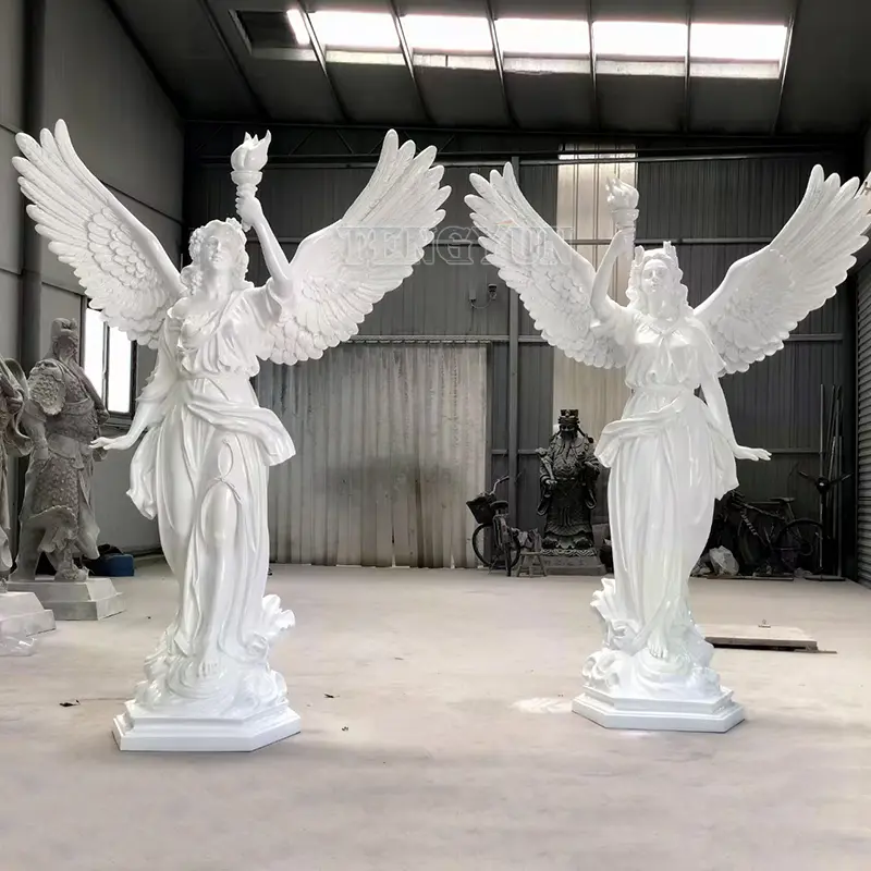 Life Size Resin Angel Ornaments Statues Goddess Of Light Fiberglass Angel Sculptures For Garden