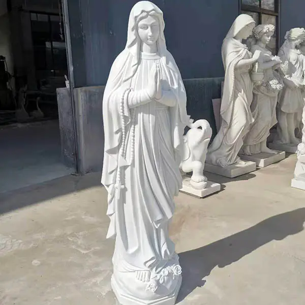 Life size white marble Mary statue