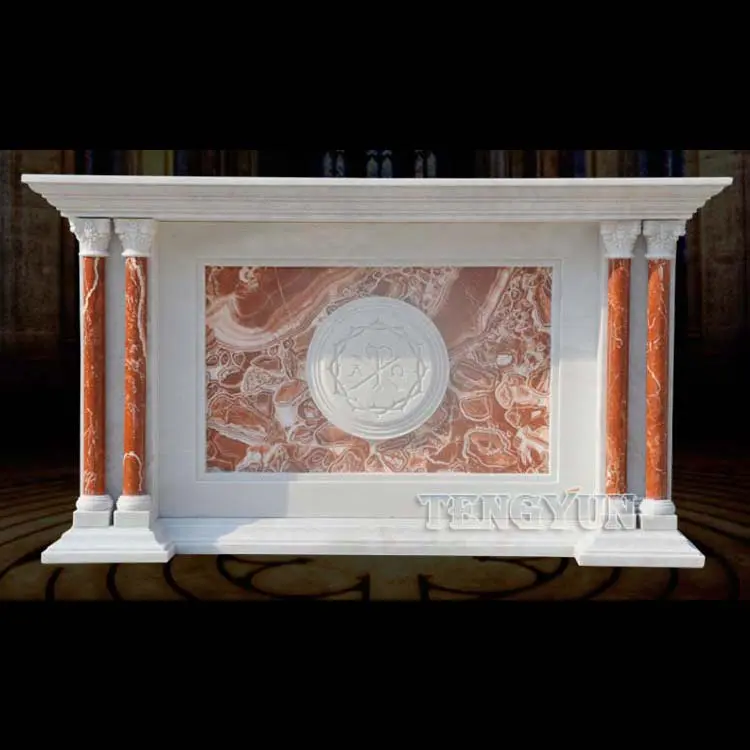 Marble Religious Lectern Hand Carved Church Book Table Stone Long Altar Table With Religious
