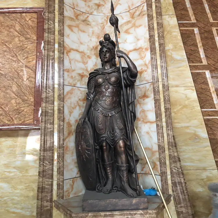 Medieval Warriror Guard Sentry Pikeman Statue Fiberglass Armour Female Woman Warrior With Shield