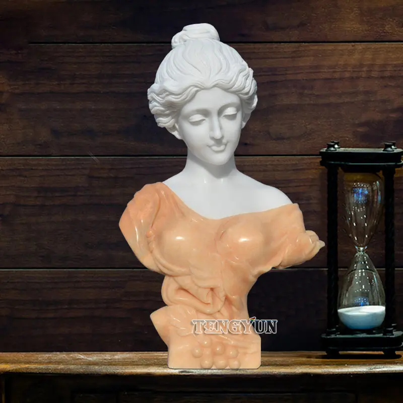 Multi-Color Marble Female Bust For Table Decoration Stone Lady Busts Price