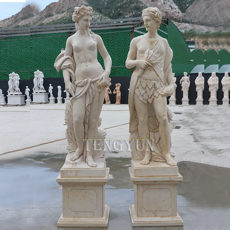Natural Marble Nude Male And Female Statues Garden Ancient Figure Sculptures
