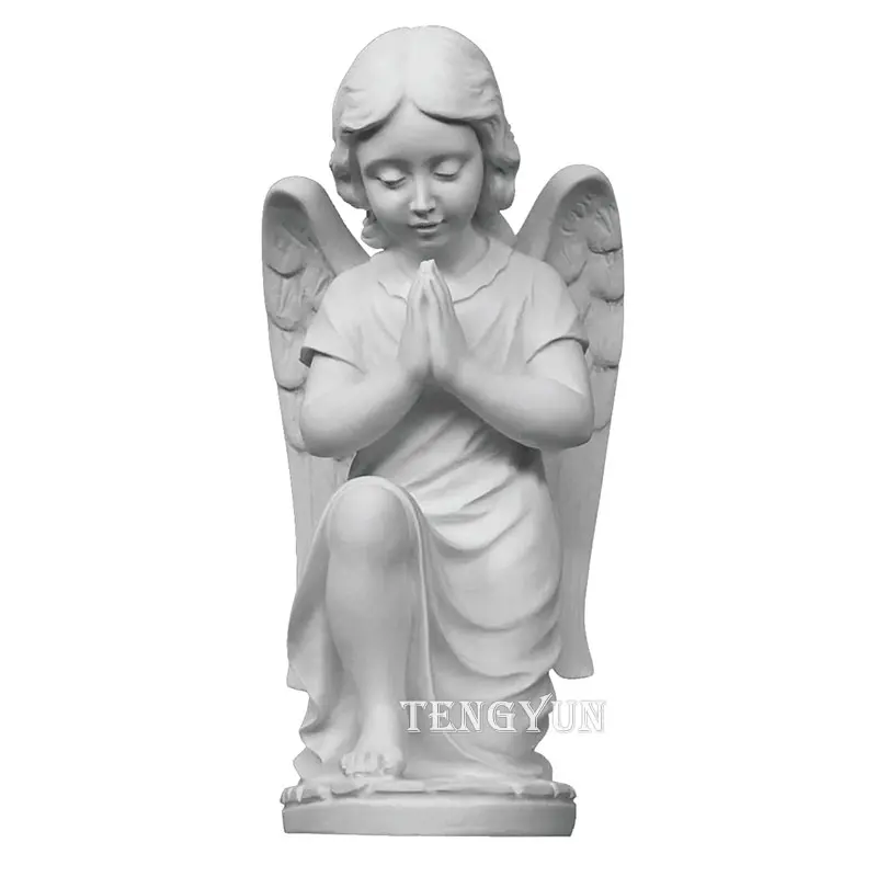 Natural White Marble Small Praying Angel Statue For Sale