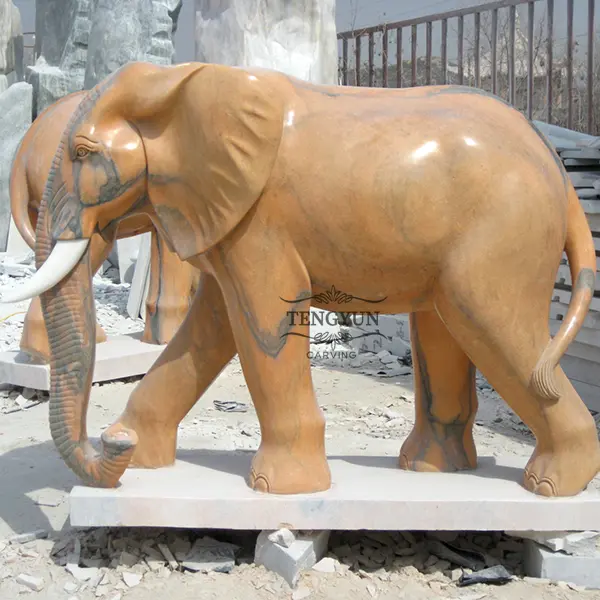 Natural stone carving animal sculpture white marble elepahnt statue