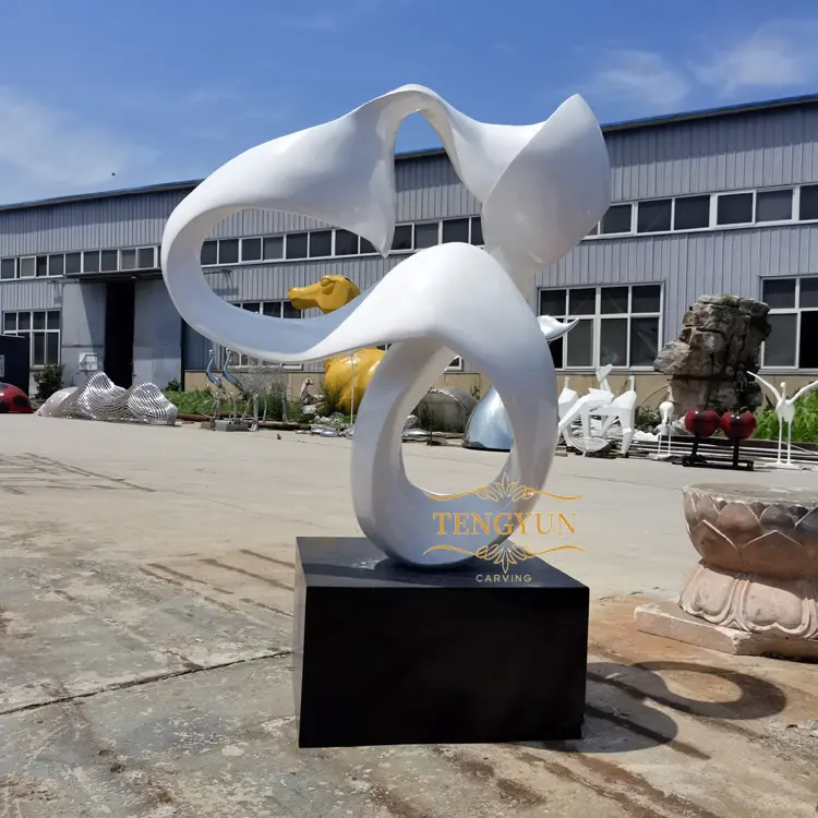 Outdoor China Metal Modern Abstract Art White Color Stainless Steel Sculpture