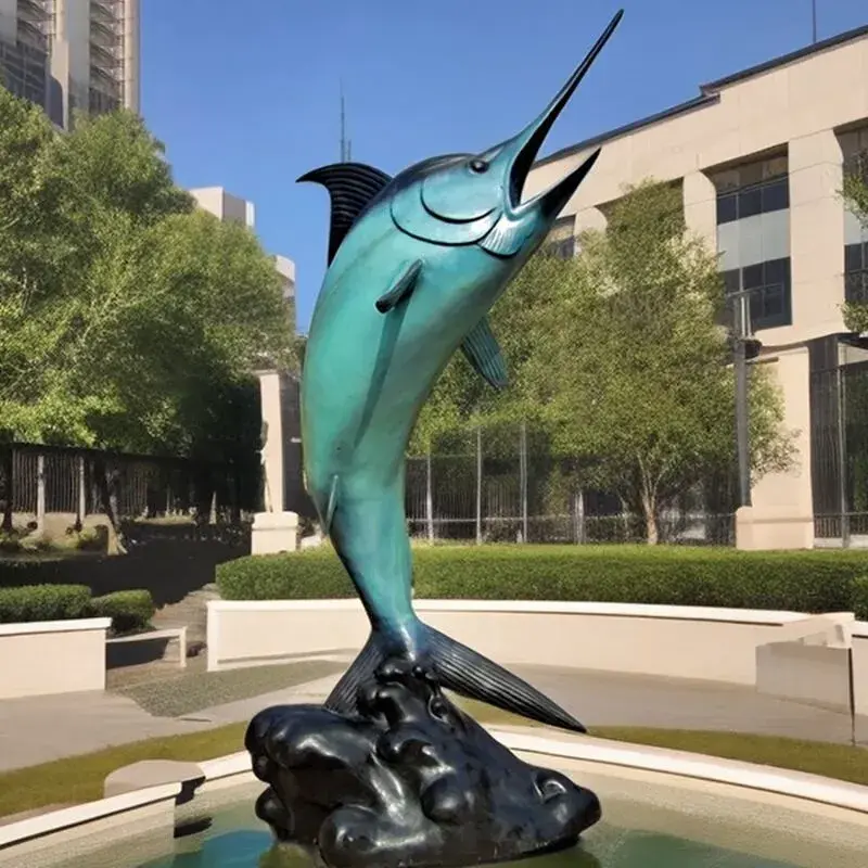 Outdoor Large Marlin Fish Bronze Sculpture For Pool Or Seaside Decoration