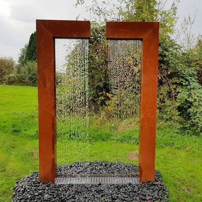 Outdoor Park Decor Metal Corten Steel Water Curtain Fountain Carbon Steel Water Features