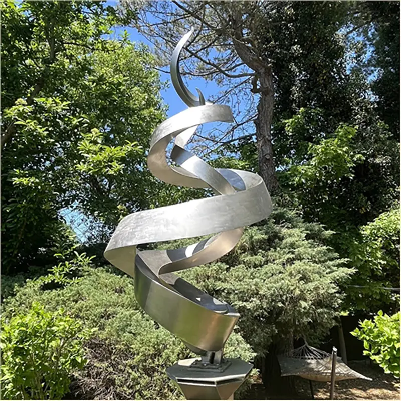 Outdoor Stainless Steel Abstract Spiral Contemporary Sculptures For Sale