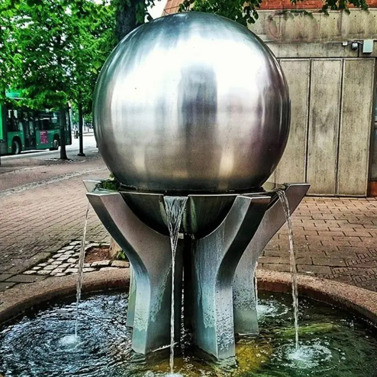 Outdoor Stainless Steel Sphere Water Fountain Metal Ball Sculpture Fountain