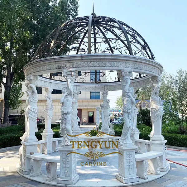 Outdoor garden decoration marble carving gazebo